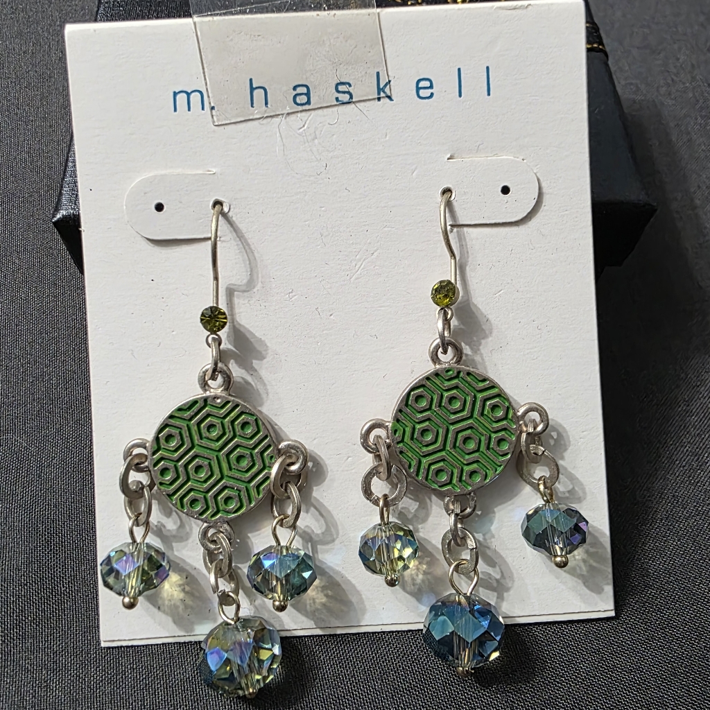Estate - Silver Tone - Miriam Haskell - Dabgle Earrings - Item 427 18$